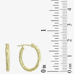 Diamond Cut Womens 14K Gold 18mm Hoop Earrings