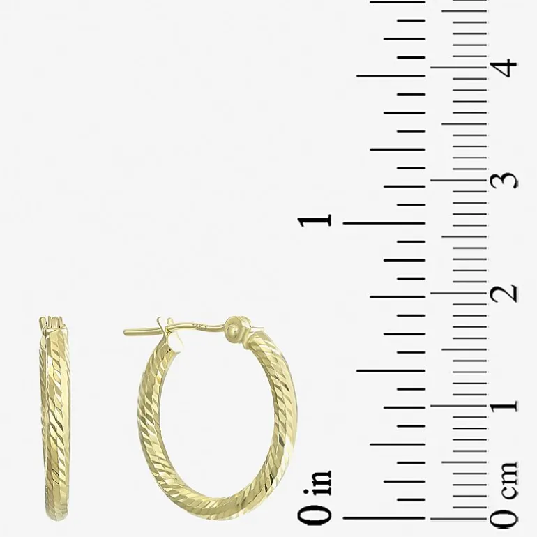 Diamond Cut Womens 14K Gold 18mm Hoop Earrings
