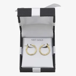 Diamond Cut Womens 14K Gold 18mm Hoop Earrings