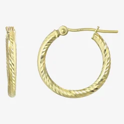 Diamond Cut Womens 14K Gold 18mm Hoop Earrings