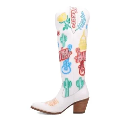 Dingo Womens Austin Leather Boot Block Heel Cowboy Boots