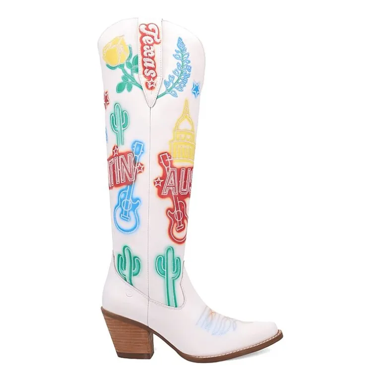 Dingo Womens Austin Leather Boot Block Heel Cowboy Boots