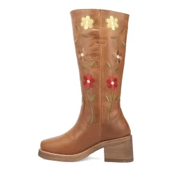 Dingo Womens Bloom Leather Boot Block Heel Cowboy Boots