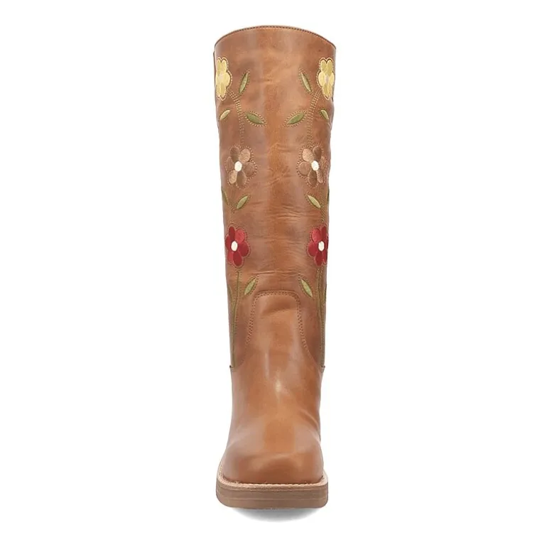 Dingo Womens Bloom Leather Boot Block Heel Cowboy Boots