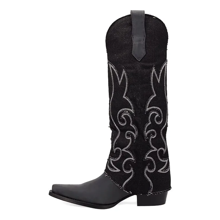 Dingo Womens Blue Jean Baby Block Heel Cowboy Boots