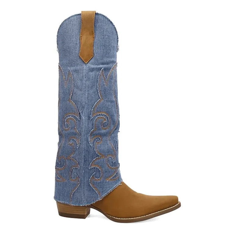Dingo Womens Blue Jean Baby Block Heel Cowboy Boots