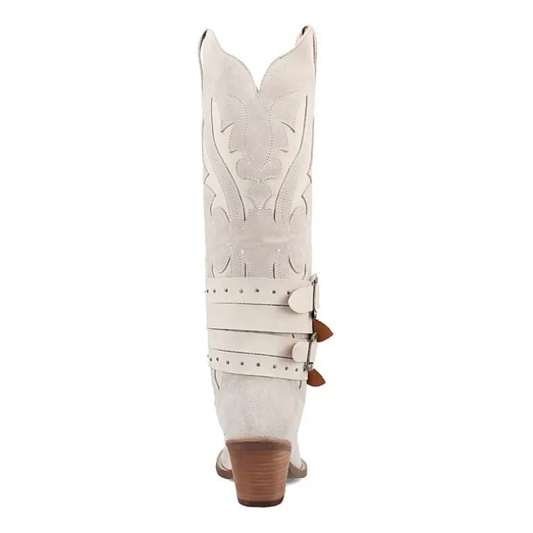Dingo Womens Buck Wild Suede Leather Boot Block Heel Cowboy Boots