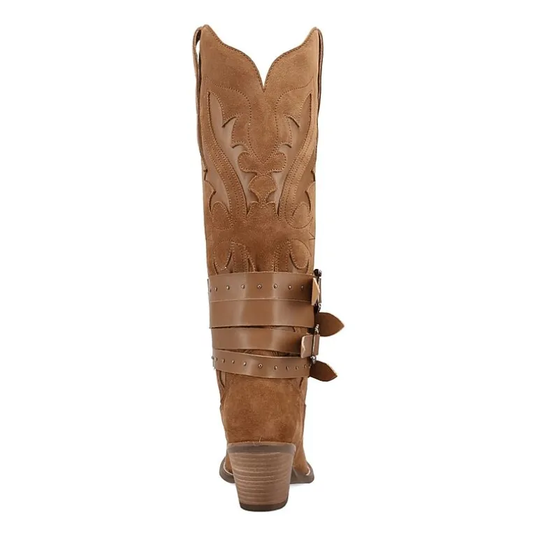 Dingo Womens Buck Wild Suede Leather Boot Block Heel Cowboy Boots