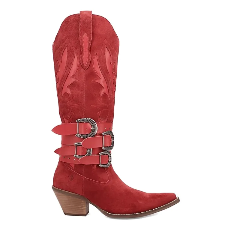 Dingo Womens Buck Wild Suede Leather Boot Block Heel Cowboy Boots