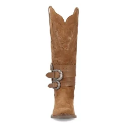 Dingo Womens Buck Wild Suede Leather Boot Block Heel Cowboy Boots