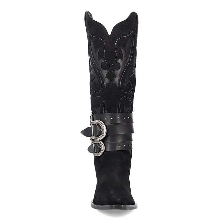 Dingo Womens Buck Wild Suede Leather Boot Block Heel Cowboy Boots