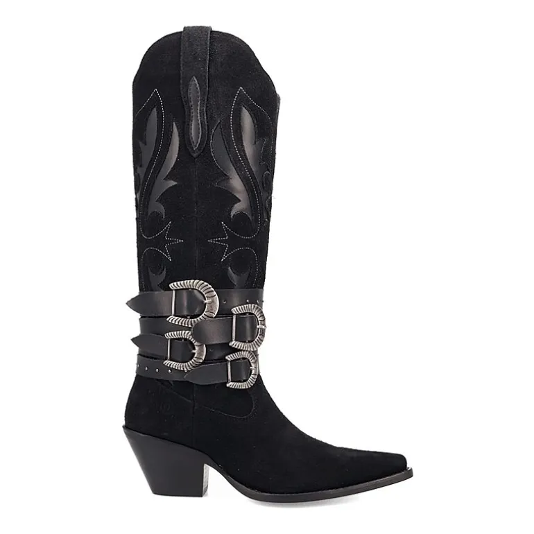 Dingo Womens Buck Wild Suede Leather Boot Block Heel Cowboy Boots