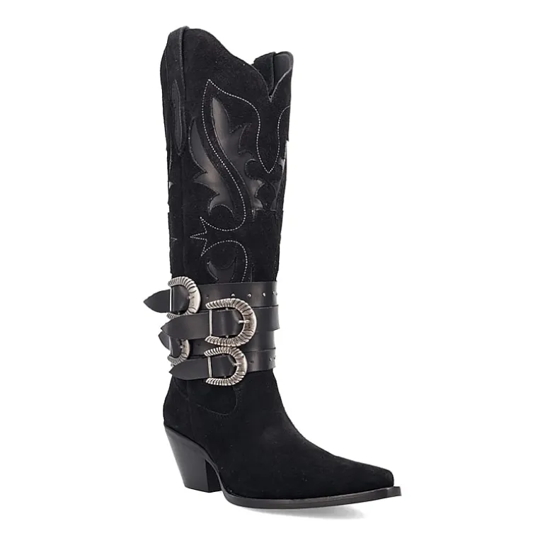 Dingo Womens Buck Wild Suede Leather Boot Block Heel Cowboy Boots