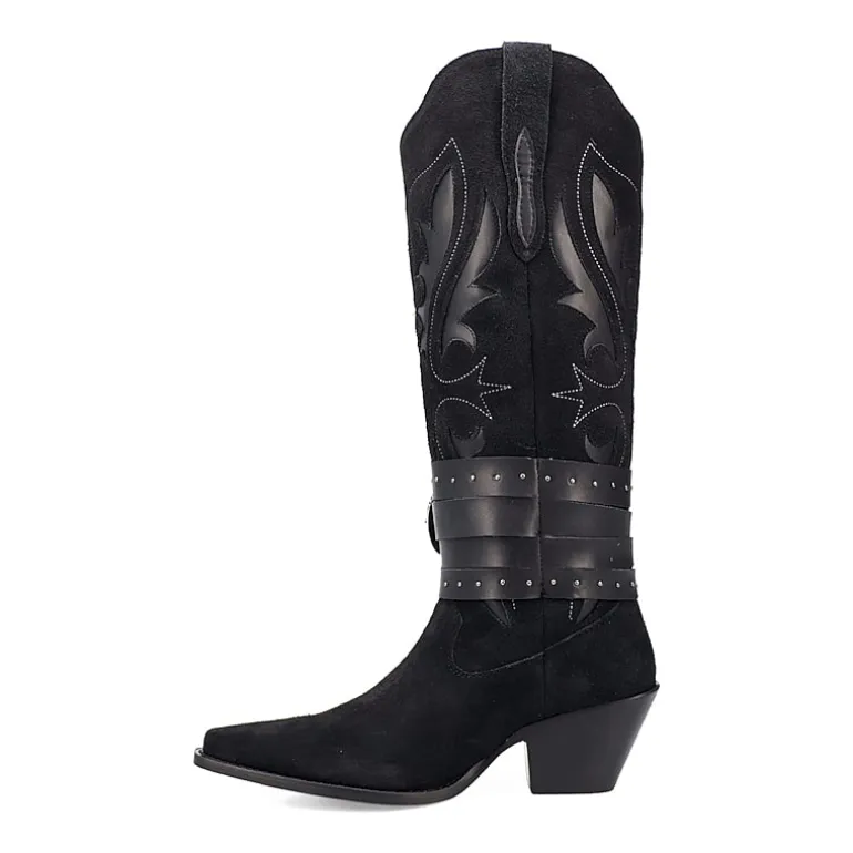 Dingo Womens Buck Wild Suede Leather Boot Block Heel Cowboy Boots