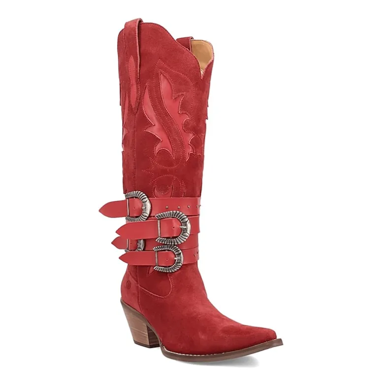 Dingo Womens Buck Wild Suede Leather Boot Block Heel Cowboy Boots