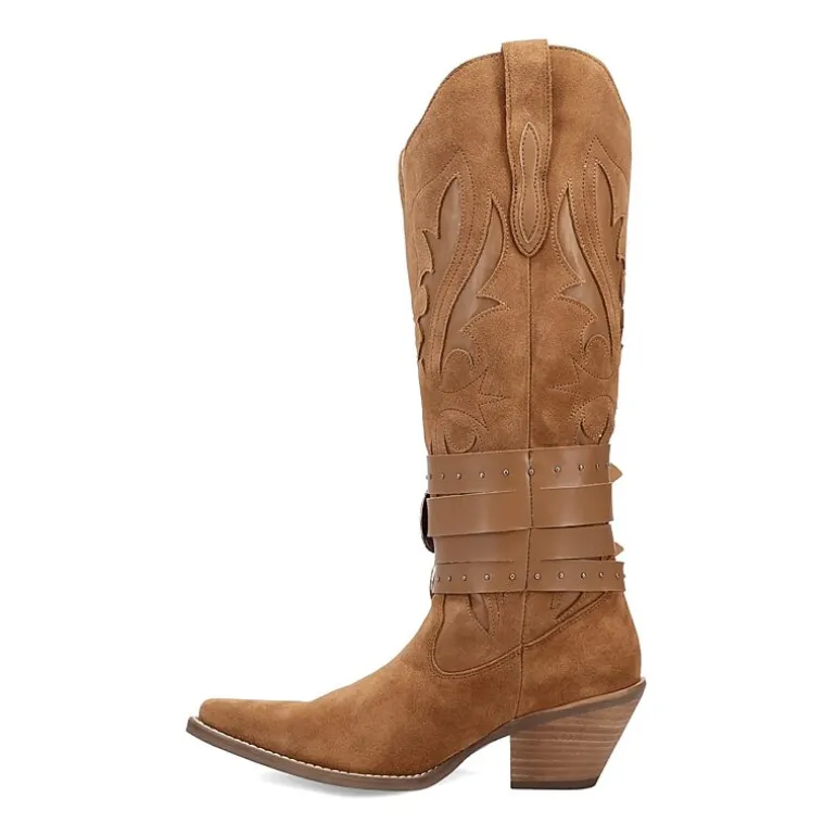 Dingo Womens Buck Wild Suede Leather Boot Block Heel Cowboy Boots