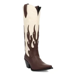 Dingo Womens Burnin' Love Leather Boot Block Heel Cowboy Boots