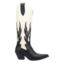 Dingo Womens Burnin' Love Leather Boot Block Heel Cowboy Boots