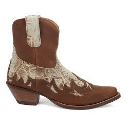 Dingo Womens Cobra Kiss Leather Bootie Block Heel Cowboy Boots
