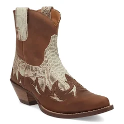Dingo Womens Cobra Kiss Leather Bootie Block Heel Cowboy Boots