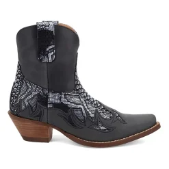 Dingo Womens Cobra Kiss Leather Bootie Block Heel Cowboy Boots