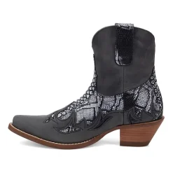 Dingo Womens Cobra Kiss Leather Bootie Block Heel Cowboy Boots