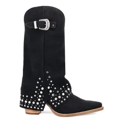 Dingo Womens Howdy Honey Suede Leather Boot Block Heel Cowboy Boots
