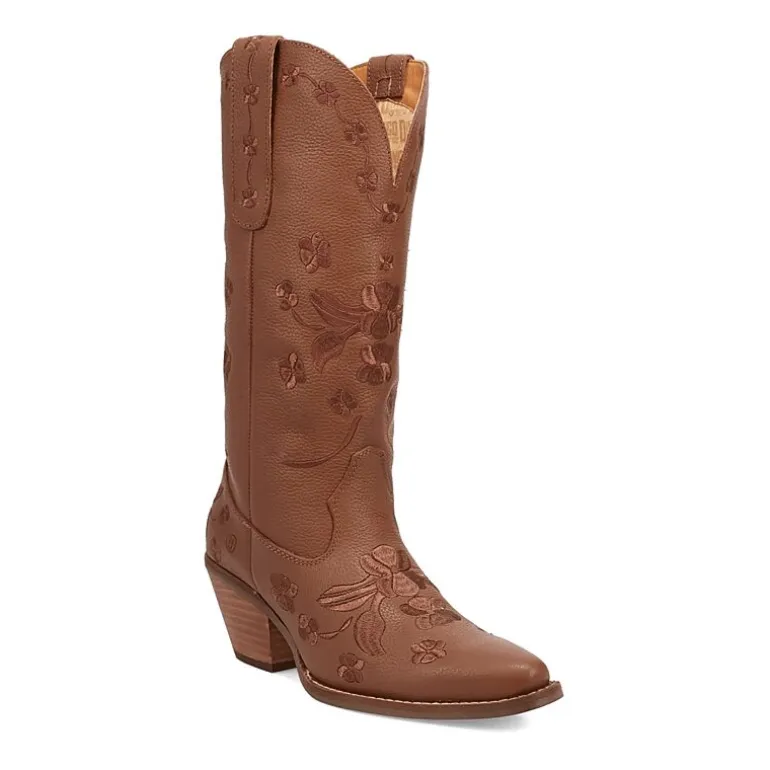 Dingo Womens Love Bug Leather Stacked Heel Cowboy Boots