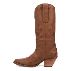 Dingo Womens Love Bug Leather Stacked Heel Cowboy Boots