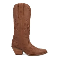 Dingo Womens Love Bug Leather Stacked Heel Cowboy Boots