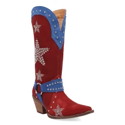Dingo Womens Lucky Stars Suede Leather Boot Block Heel Cowboy Boots