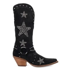 Dingo Womens Lucky Stars Suede Leather Boot Block Heel Cowboy Boots