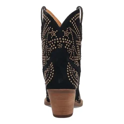 Dingo Womens Seein' Stars Suede Leather Bootie Stacked Heel Cowboy Boots