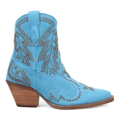 Dingo Womens Seein' Stars Suede Leather Bootie Stacked Heel Cowboy Boots