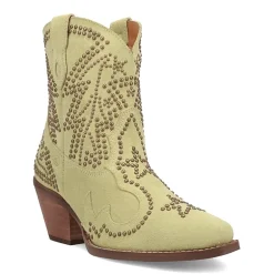 Dingo Womens Seein' Stars Suede Leather Bootie Stacked Heel Cowboy Boots