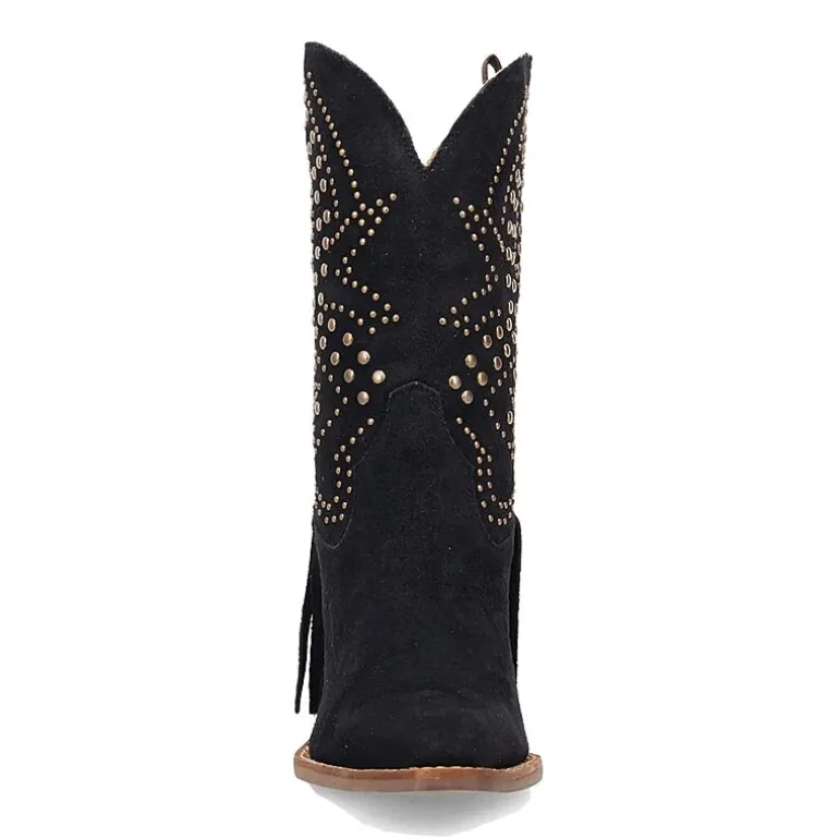 Dingo Womens Star Power Suede Leather Bootie Stacked Heel Cowboy Boots
