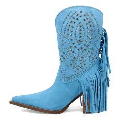 Dingo Womens Star Power Suede Leather Bootie Stacked Heel Cowboy Boots