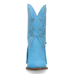 Dingo Womens Star Power Suede Leather Bootie Stacked Heel Cowboy Boots