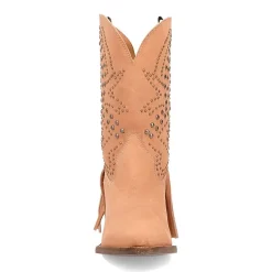 Dingo Womens Star Power Suede Leather Bootie Stacked Heel Cowboy Boots