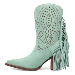Dingo Womens Star Power Suede Leather Bootie Stacked Heel Cowboy Boots