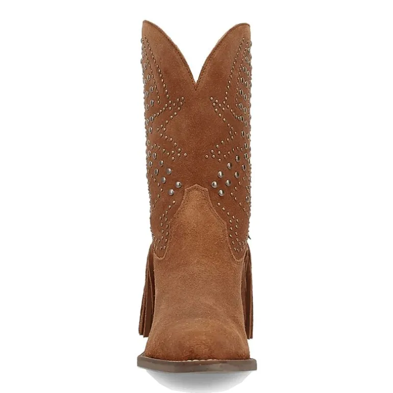 Dingo Womens Star Power Suede Leather Bootie Stacked Heel Cowboy Boots