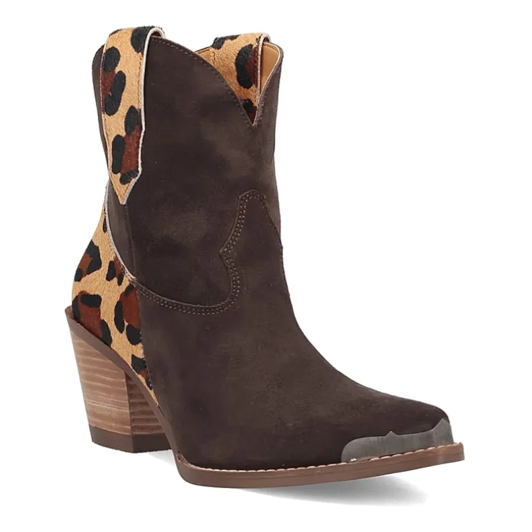 Dingo Womens Texas Charm Suede Leather Bootie Block Heel Cowboy Boots