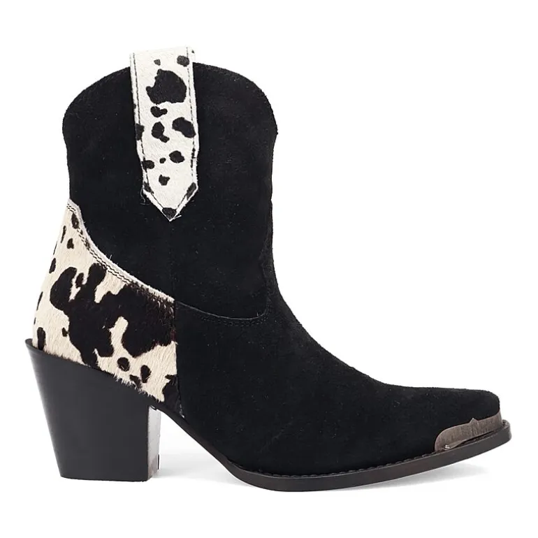 Dingo Womens Texas Charm Suede Leather Bootie Block Heel Cowboy Boots