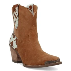 Dingo Womens Texas Charm Suede Leather Bootie Block Heel Cowboy Boots