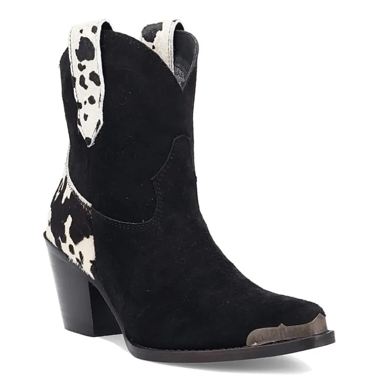 Dingo Womens Texas Charm Suede Leather Bootie Block Heel Cowboy Boots