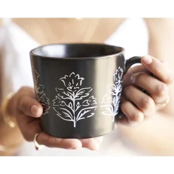 Distant Lands Black/White Stoneware Coffee Mug