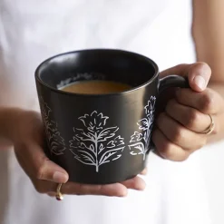 Distant Lands Black/White Stoneware Coffee Mug