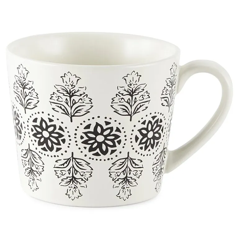 Distant Lands White/Black Stoneware Coffee Mug