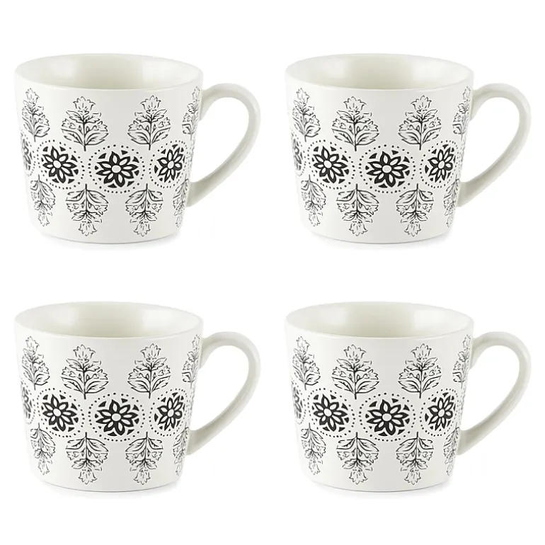 Distant Lands White/Black Stoneware Coffee Mug