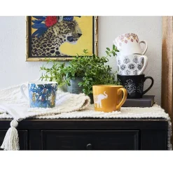Distant Lands White/Pink Stoneware Coffee Mug